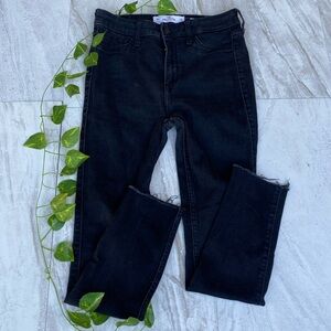 Hollister Co High Rise Super Skinny Denim Jean JeggingWaist Grunge Raw Hem Edgy